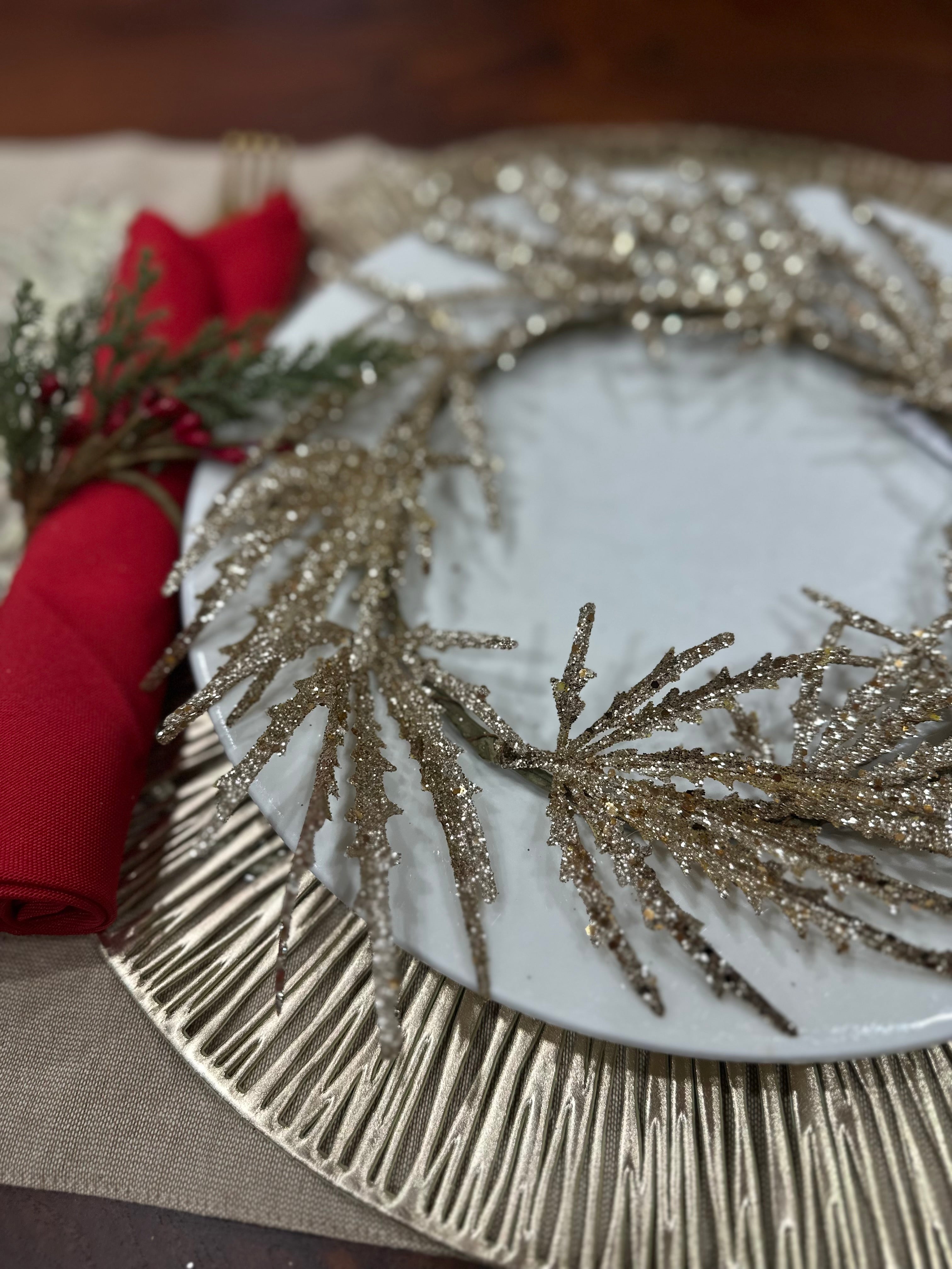 PERFECt GLITTER LEAF HANGING TREE WREATH OR DINING PLATE SETTING - X21 ...