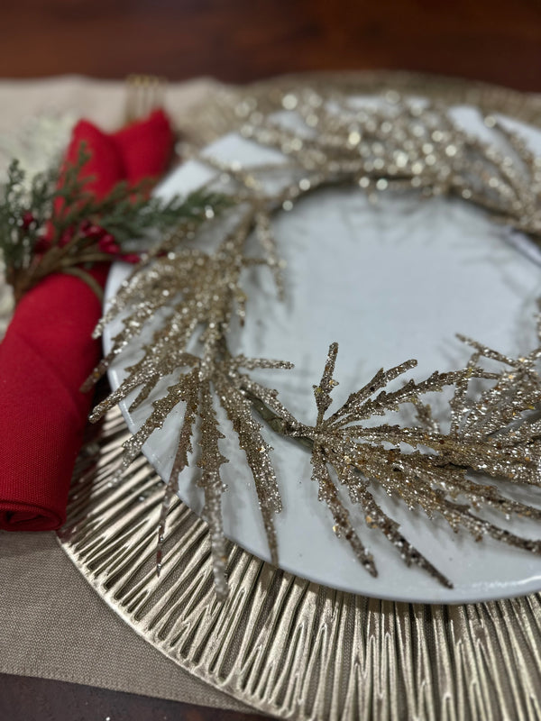 PERFECt GLITTER LEAF HANGING TREE WREATH OR DINING PLATE SETTING - X210350-Two Turtle Doves Australia