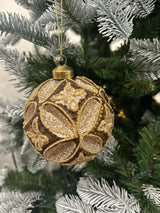 VINTAGE GOLD DIAMOND CUT GLASS 10CM BAUBLE - HIDC1032-Two Turtle Doves Australia