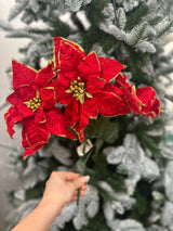 RED & GOLD 3 POINSETTIA STEM. PERFECT FILLERS!-Two Turtle Doves Australia