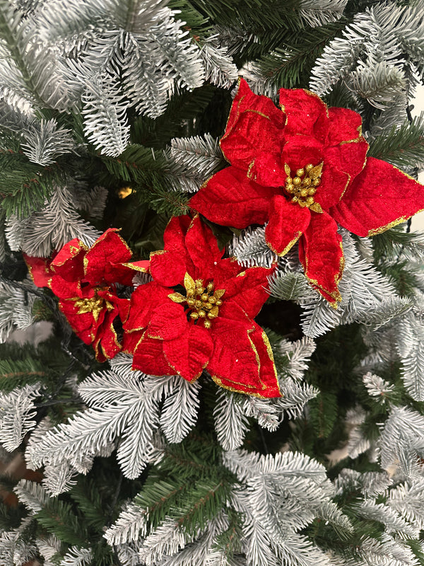 RED & GOLD 3 POINSETTIA STEM. PERFECT FILLERS!-Two Turtle Doves Australia