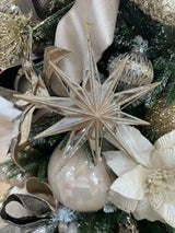 2024 PRE-ORDER: CELESTIAL STAR MIRROR SNOWFLAKE HANGING TREE ORNAMENT 24x6.6x24CM-Two Turtle Doves Australia