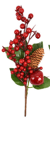 RED BERRY WITH PINE CONE PICK-Two Turtle Doves Australia