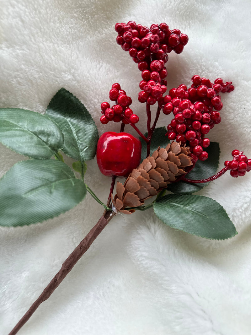RED BERRY WITH PINE CONE PICK-Two Turtle Doves Australia