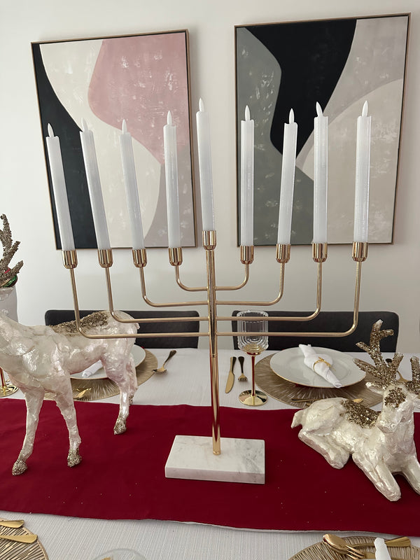 Gold & Marble 9 Piece Candelabra-Two Turtle Doves Australia