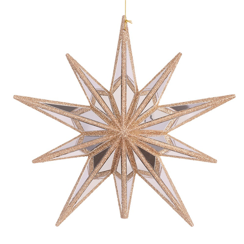 2024 PRE-ORDER: CELESTIAL STAR MIRROR SNOWFLAKE HANING TREE ORNAMENT 24x6.6x24CM-Two Turtle Doves Australia