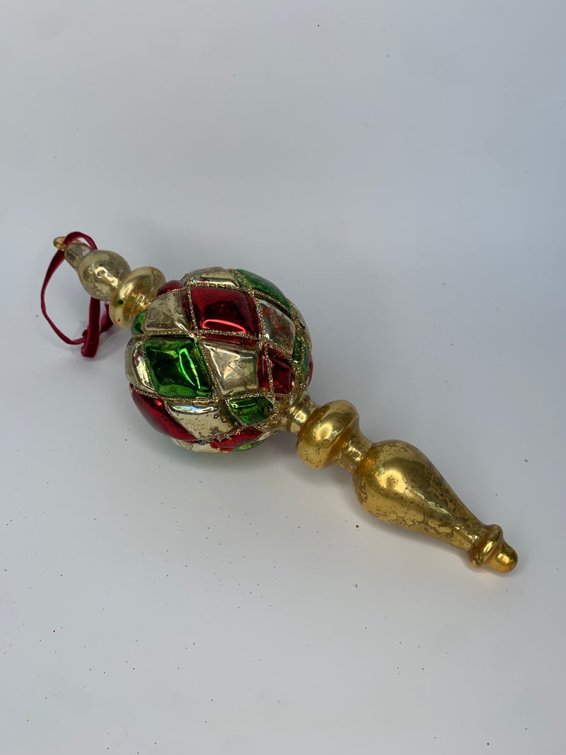 RED, GREEN & GOLD TRADITIONAL DIAMOND FINIAL - GQAM162-Two Turtle Doves Australia