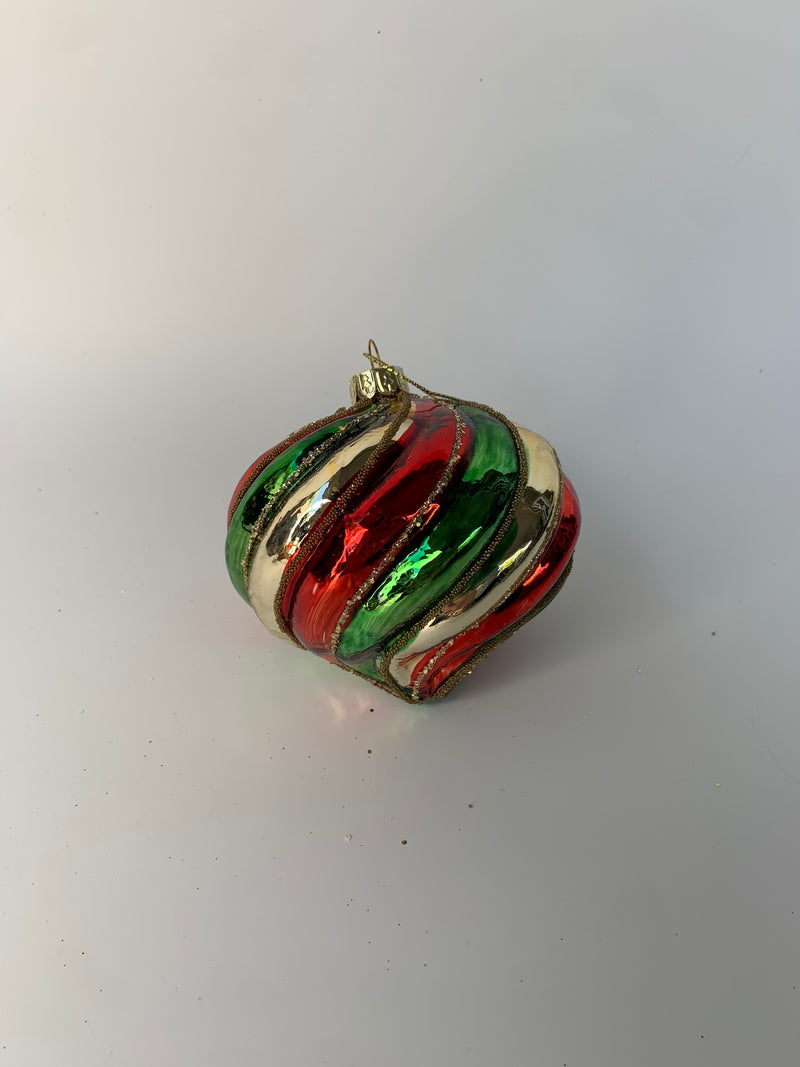 RED, GREEN & GOLD SWIRL DROP - GQAM214-Two Turtle Doves Australia