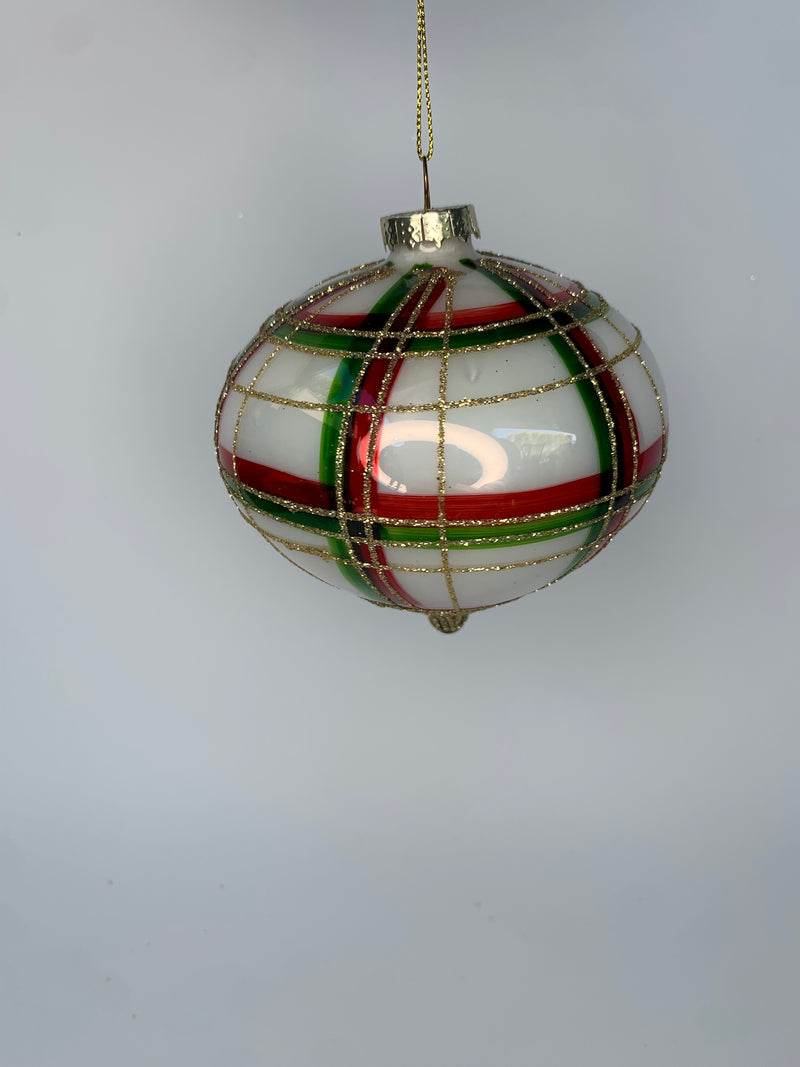 WHITE RED GREEN TARTAN DROP - GQAM192-Two Turtle Doves Australia