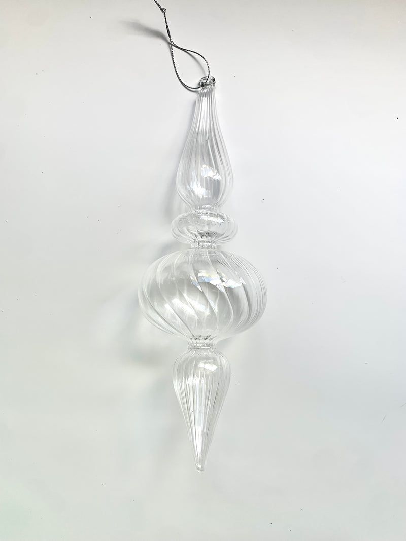 CLEAR GLASS FINIAL HANGING 1 - GQAM054-Two Turtle Doves Australia
